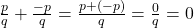 \frac{p}{q} + \frac{-p}{q} = \frac{p+(-p)}{q} = \frac{0}{q} = 0