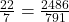 \frac{22}{7} = \frac{2486}{791}