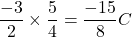\[\frac{-3}{2} \times \frac{5}{4} = \frac{-15}{8}&deg;C\]