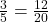 \frac{3}{5} = \frac{12}{20}