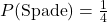 P(\text{Spade}) = \frac{1}{4}