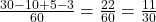\frac{30-10+5-3}{60}=\frac{22}{60}=\frac{11}{30}