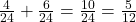 \frac{4}{24}+\frac{6}{24}=\frac{10}{24}=\frac{5}{12}