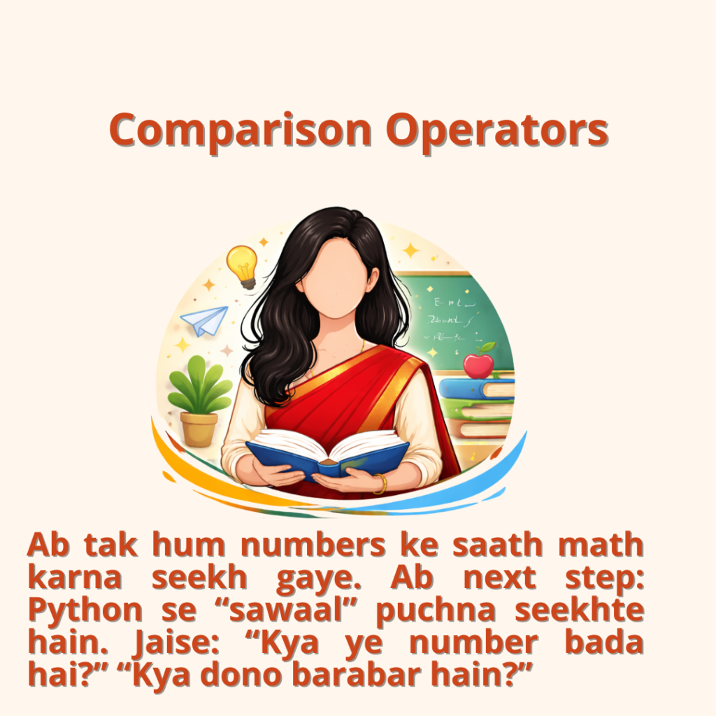 Python Me Comparison Operators – > < == (bada, chhota, barabar)
