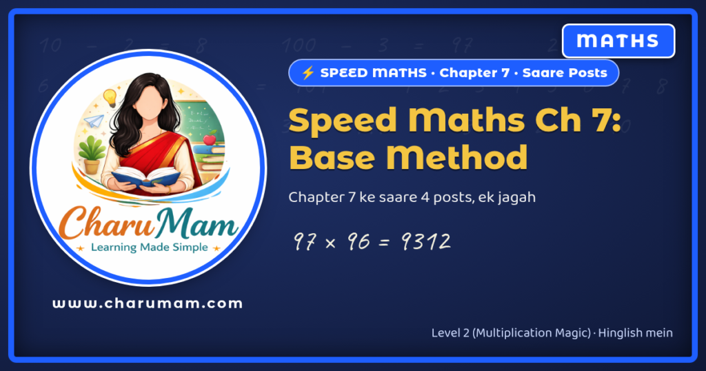 CharuMam Speed Maths Chapter 7: Base Method, 10 aur 100 ke paas, 4 posts